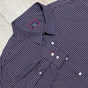 Untuckit Shirt Mens XL Navy Blue Check Long Sleeve Button Up Wrinkle Free Graach